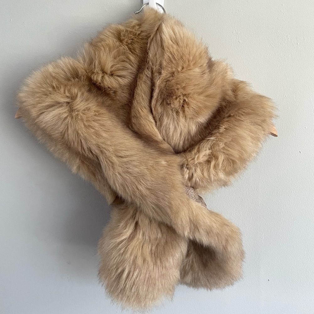 Faux Fur Scarf in Tan